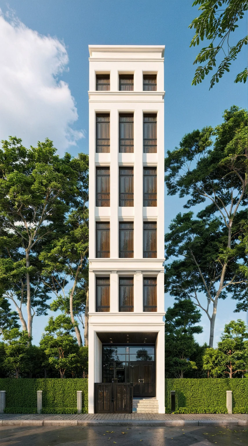 Raw photo,Masterpiece, high quality, best quality, authentic, super detail,
exterior, outdoors, house style indochine on the street ,aiaigroup
road,pavement, grass, trees, sky, cloud, (day:1.1)
