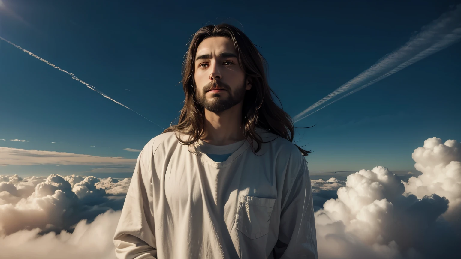 Jesus on the clouds, big light