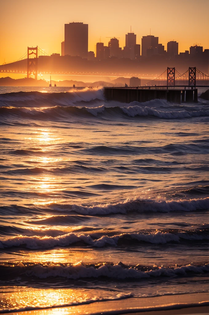 In San Francisco, where the golden light gleams,
The setting sun paints the sky with dreams.
Hues of amber and rose softly blend,
As day meets night, and time begins to bend.
The city's silhouette, a darkened crest,
Against the canvas of the west.
Bridges and towers bathed in twilight's kiss,
Whisper stories of the day's gentle bliss.
Waves of the bay, in rhythmic dance,
Catch the last rays, in a fleeting trance.
In San Francisco, as night takes hold,
The setting sun leaves tales of gold