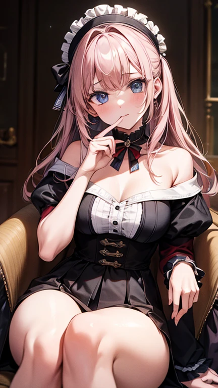 Highest quality,Masterpiece,8K,Anna Miller's uniform,,Big Breasts,Best Style,Droopy eyes,smile,Pink Hair,