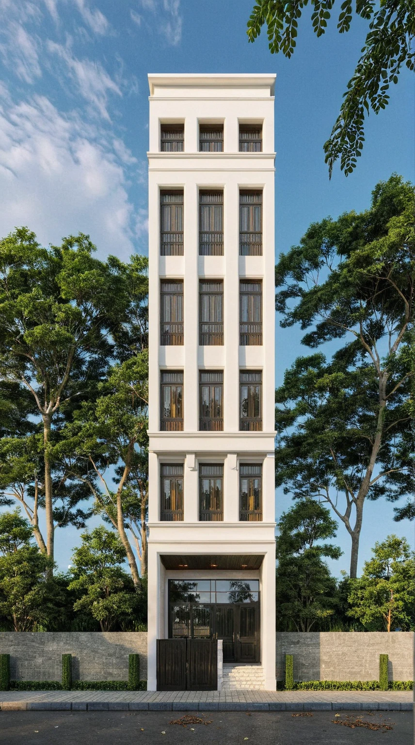 Raw photo,Masterpiece, high quality, best quality, authentic, super detail,
exterior, outdoors, house style indochine on the street ,aiaigroup
road,pavement, grass, trees, sky, cloud, (day:1.1)
