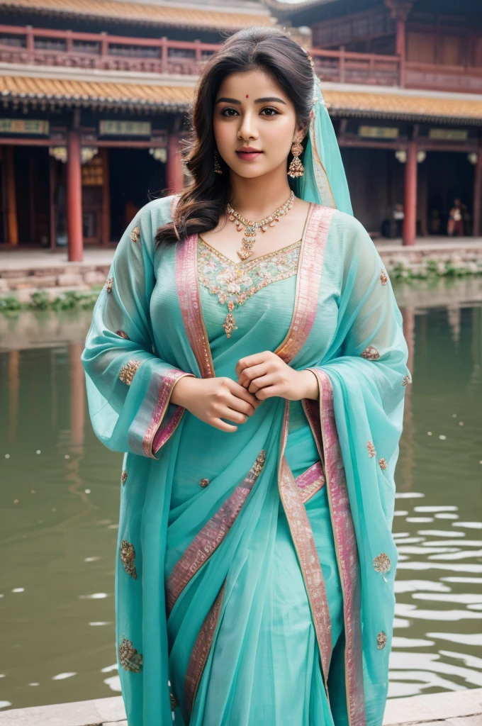 1 Heavenly beautiful and goddess beauty cute and sweet looking face Indian female in heavy rain Fenghuang Ancient Town – Hunan, China, Heavenly beautiful Overweight, Heavenly beautiful Extremely fat, Heavenly beautiful and attractive Chubby figure , Heavenly beautiful looking and eye catching luxury style tight fitting Indian traditional sarees , reaching out, Heavenly beautiful Arabian woman, 16k, High resolution, masterpiece, highest quality, fine skin, outside view, Realistic Photograph, size 45 and waist size 32, close up face view