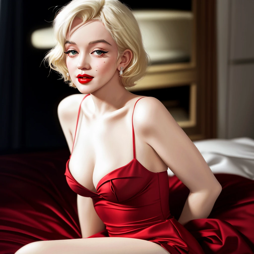 Marilyn Monroe, Linda, blonde, sensuous, Red lips