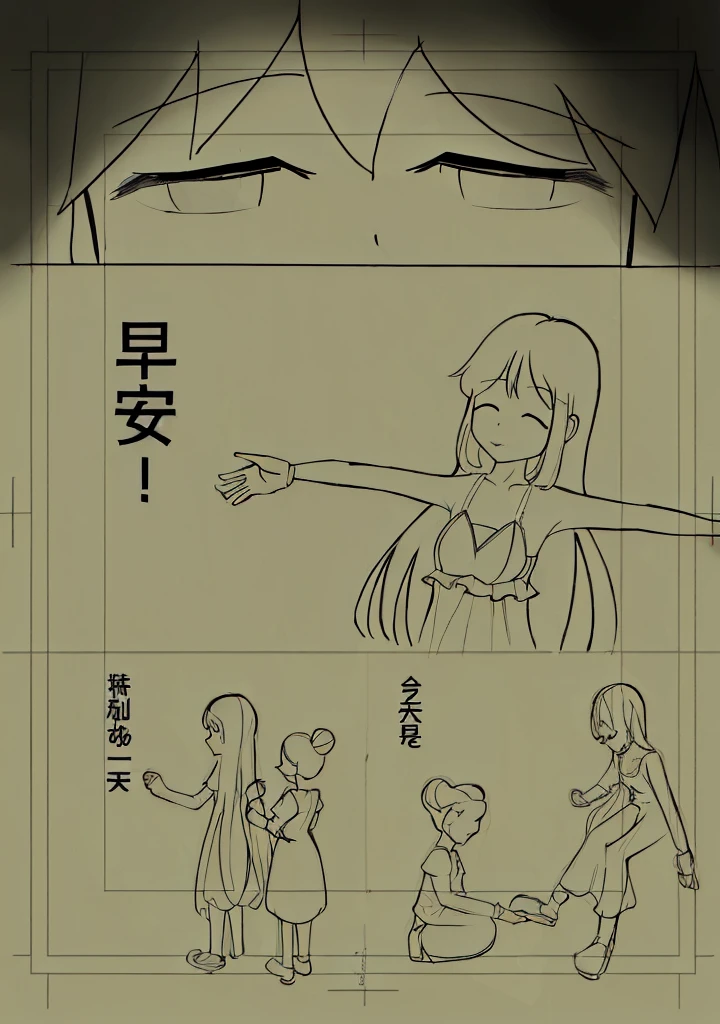 A comic,In the comic, the heroine just woke up,Said good morning happily,Finally the lady helped her put on her clothes