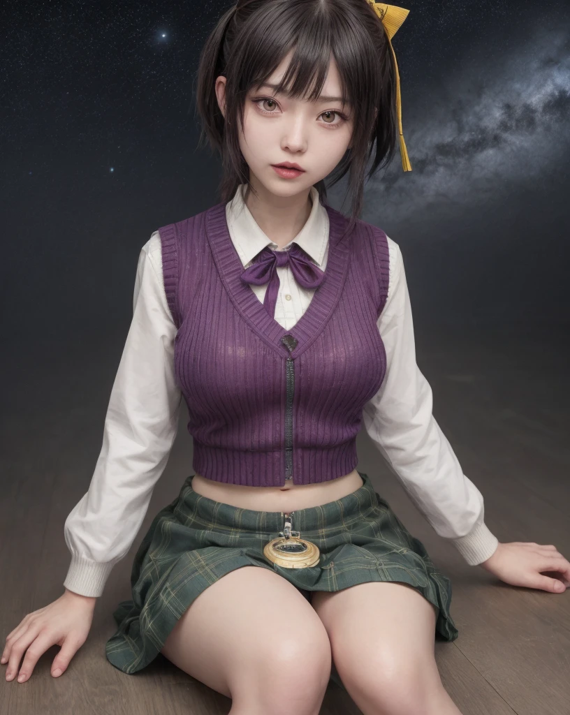 1girl, solo, portrait, simple background, dark theme, makeup, blush, detailed eyes, midriff, (abs:1.1), underboob, cleavage, sharp focus,, fake breasts,, bokeh, microscopic, transparent background, Sitting down with legs crossed, shredded, upper body, (villain pose), (69), (joyous), (((kilt))), virtual youtuber artist, watson amana, yu-ga-oh genshin impact, zzzzmao no tsueha, zipper pull tabard, zoom layer, zunusoku nakano mikuji, yellow pupils, yellow theme, zuzi yanagi kagura, zizumiya konata tsuyuuri zukeriiyouko vocaloid, ziroromo rinzoromori, zombie mogami tensei shitara shoujo toki revadance, zurui vtubercraft medium, zombie mogamoto vocaloid, zipper pull tabard, lips, looking at viewer, neck ribbon, open mouth, parted bangs, purple sweater vest, red ribbon, rebecca zurui project sekai, revision, (ribbed sweater vest:1.29), sidelocks hentaki himawari's , smiley face meme attire, solo focus, starry hair ornamentals, sweatdrop, swept bangles, tassel, tsurime, white background 