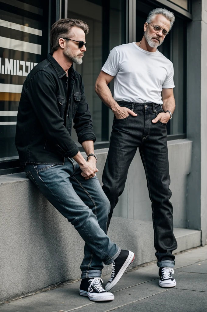 White man, 32 years, White teas, Metallica black flannel, lenses of, Blur black jean pants and classic converse shoes