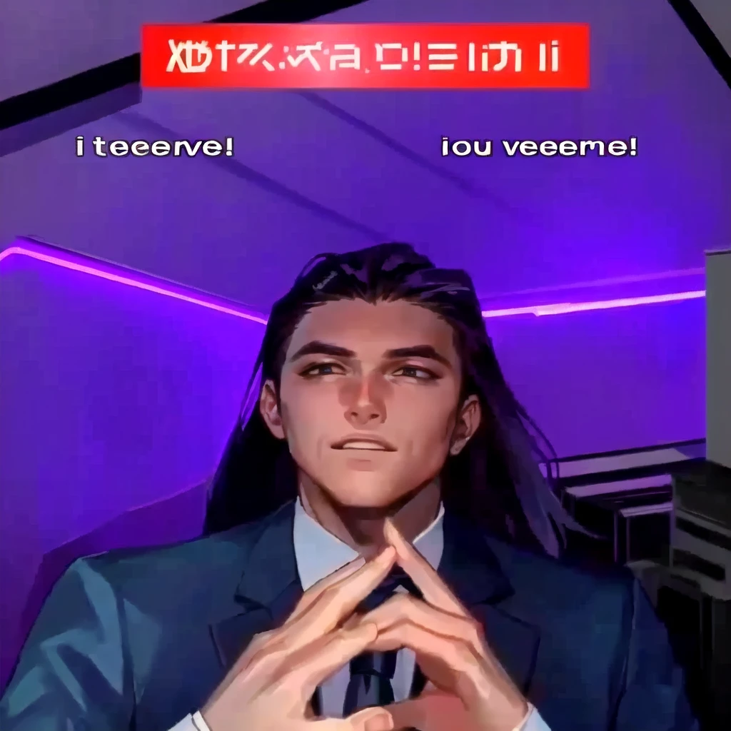 there is a woman in a suit and tie making a face, blacklight reacting, twitch streamer, very very low quality picture, his palms are sweaty