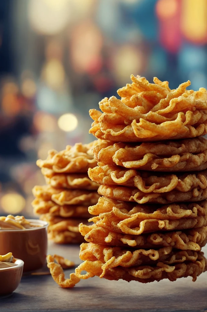 a happy and surprised , fried snacks, churros, highly detailed, photorealistic, 8k, HDR, hyper detailed facial features, expressive eyes, cute expression, playful, vibrant colors, warm lighting, cozy atmosphere, delicious food, mouth-watering, appetizing, fluffy churros, crispy fried snacks, natural textures, soft focus, cinematic composition, golden hour lighting, cheerful, whimsical