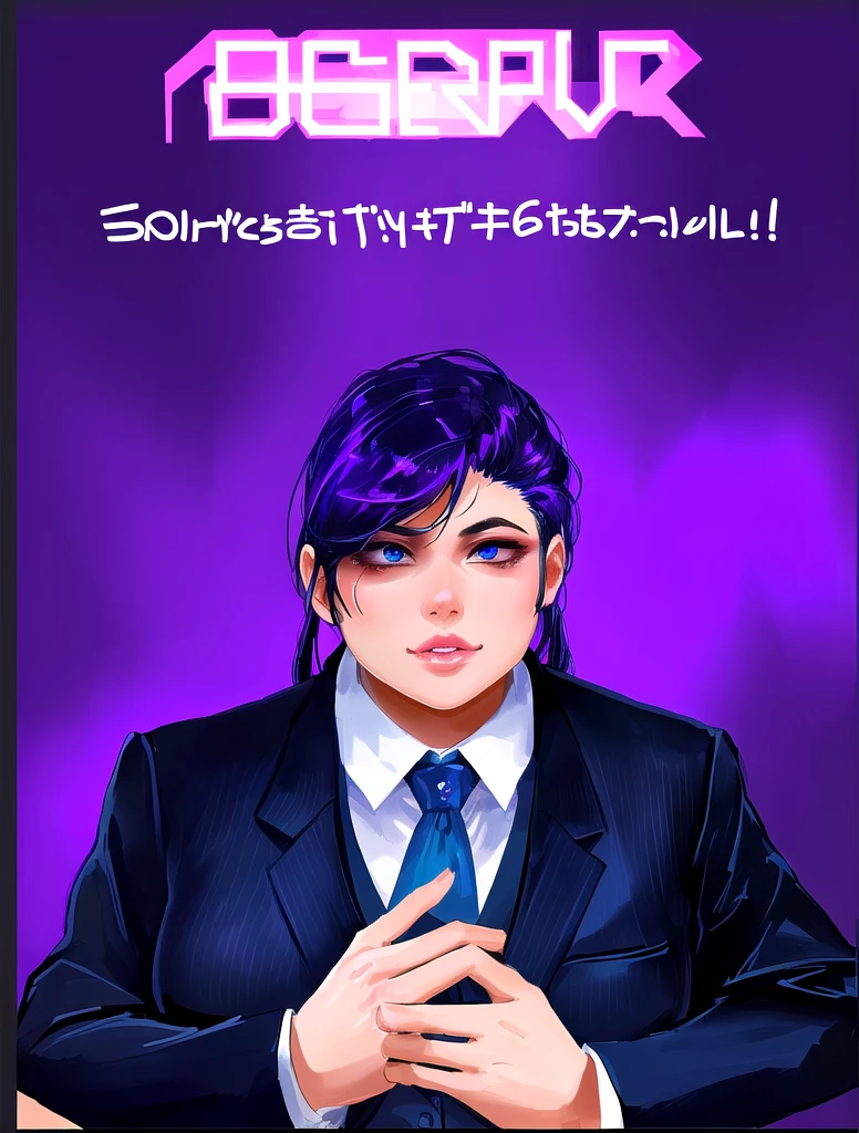 there is a woman in a suit and tie making a face, blacklight reacting, twitch streamer, very very low quality picture, his palms are sweaty, looking into camera, plump lips