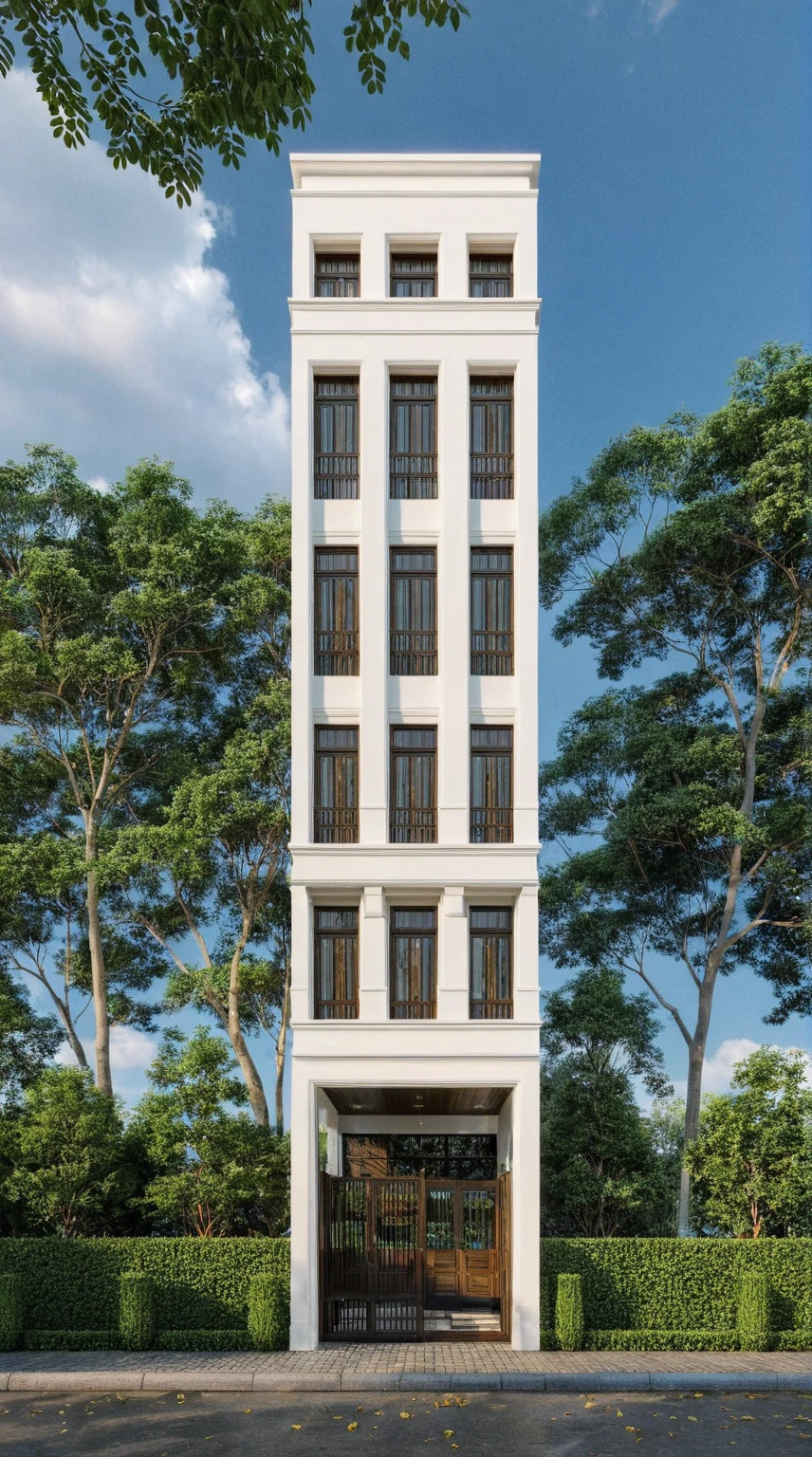 Raw photo,Masterpiece, high quality, best quality, authentic, super detail,
exterior, outdoors, house style indochine on the street ,aiaigroup
road,pavement, grass, trees, sky, cloud, (day:1.1)