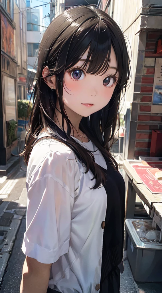 Beautiful girl old body portrait、delicate、detailed、masterpiece、Real Stick、3D Background、A deep background、Realistically exaggerating changes in material texture、Exaggerated gloss、Transcendental technique at its finest