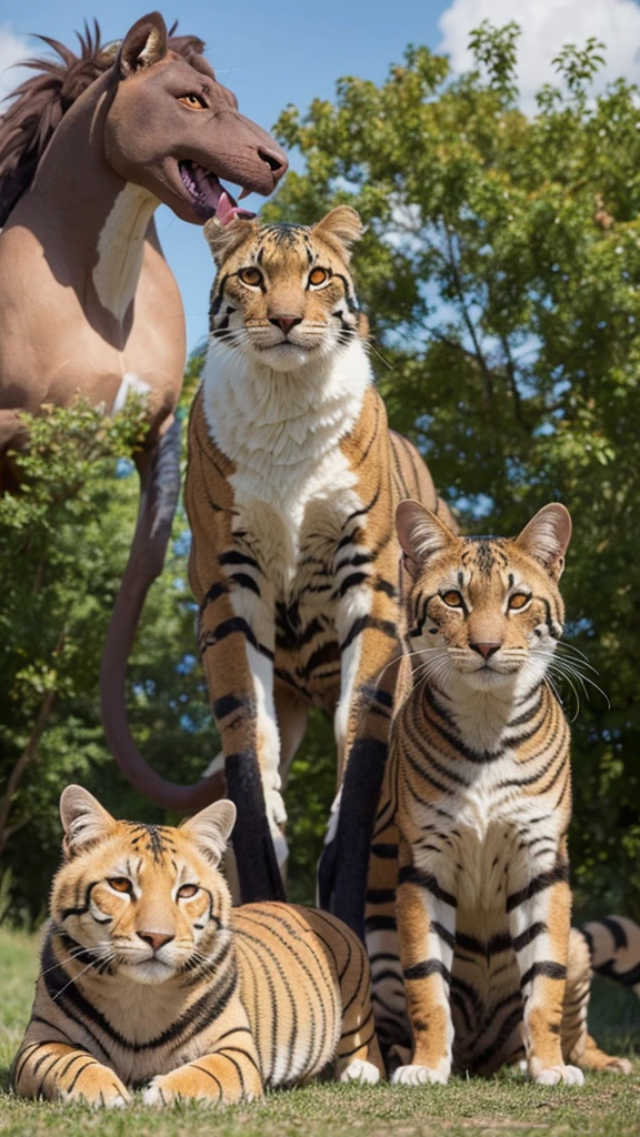 A chimera made by combining three different animals