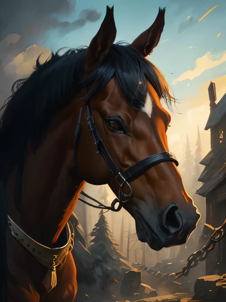 painting of a horse with a skull and a red tag, by Wolf Huber, by Shukei Sesson, by Nathaniel Pousette-Dart, by Kazys Varnelis, by Pál Balkay, by Nicolas Carone, by Jack Boul, by František Kaván, by Relja Penezic, by Petros Afshar