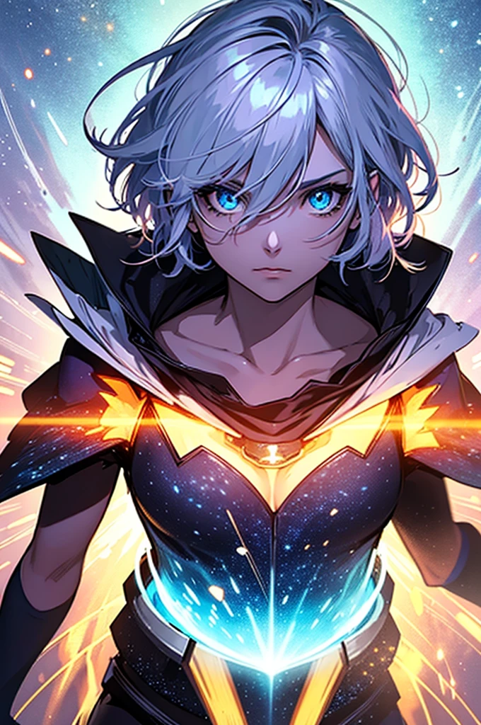 cosmic background:
A space scene with nebulae, Stars and galaxies, reflecting the interdimensional theme.
Image of Riven:
Riven in central position, with a cryptic expression. Um olho azul celestial e o outro rot ardente. Wearing black outfits with blue details, rot, silver and gold, highlighting your mysterious figure.
Orb two worlds:
The orb floating next to Riven, emanating an intense light, symbolizing your connection with other dimensions.
mysterious light:
A small floating light that guided Riven to the temple, Adding an Element of Mystery.
testi:
Title of the Live: “Between Light and Shadows” Tagline: “Join the interdimensional journey” Channel Name: “Riven Starwind”
Estilo e Cores:
Paleta de cores: cosmic black, azul celestial, fiery red, mystic silver, Golden Style: Futuristic and mystical design with light and shadow effects. Stylized fonts with a touch of fantasy and science fiction.
Additional Detail:
Floating Elements: Small cosmic shards and runes floating around Riven's image to add dynamics and depth.
Border and Layout: Soft, rounded edges with a slight shine, complementing the interdimensional theme.