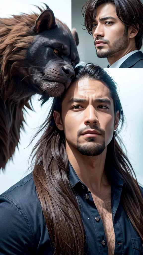 A beast with a human face and a man with a beast's face