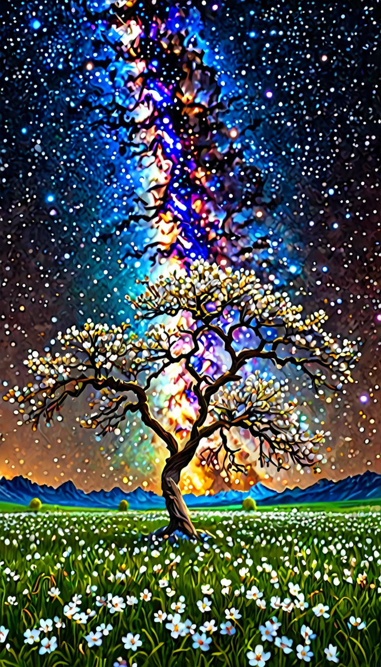 Crystal Spring Blossom,
Fantasy, Milky Way, transparent,
Sparkling, Sparkling, wonderful, colorful,
Magical Pictures, Dramatic lighting, Photographic realism, Super detailed, 4K, Depth of written boundary, High resolution