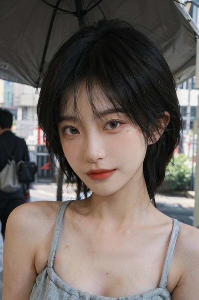 (Skin details:1.4), (smooth skin textures:1.3), Lipstick, background, Direct vision, earrings, serene, calm, (Realistic and detailed eyes:1.2), (Large Breasts:1.0),Natural skin texture, Realistic facial details, Soft dramatic lighting, Vivid details, 35 mm film, outdoor, (Photo Practical:1.4), (hyper Practical:1.4), (Practical:1.3), (Smoother lighting:1.05), (Improve lighting quality:0.9), (Highest quality real skin textures:1.4), Exquisite eyes, Delicate face, Close-up of face, (Enhance the beauty of skin texture:1.1), Hair details, Sportswear,normal body ratio, short hair, Moles under the eyes, thinking, A faint smile,公园background,Portrait Photography, Depth of Field, Bokeh, Surrealism, Ray Tracing, (Portrait Photography:1.1), Surrealism, High Detail, Chiaroscuro, Ray Tracing, reflected light, Ultra HD, Ultra HD, masterpiece, Textured Skin, Super Detail, High Detail, high quality, best quality