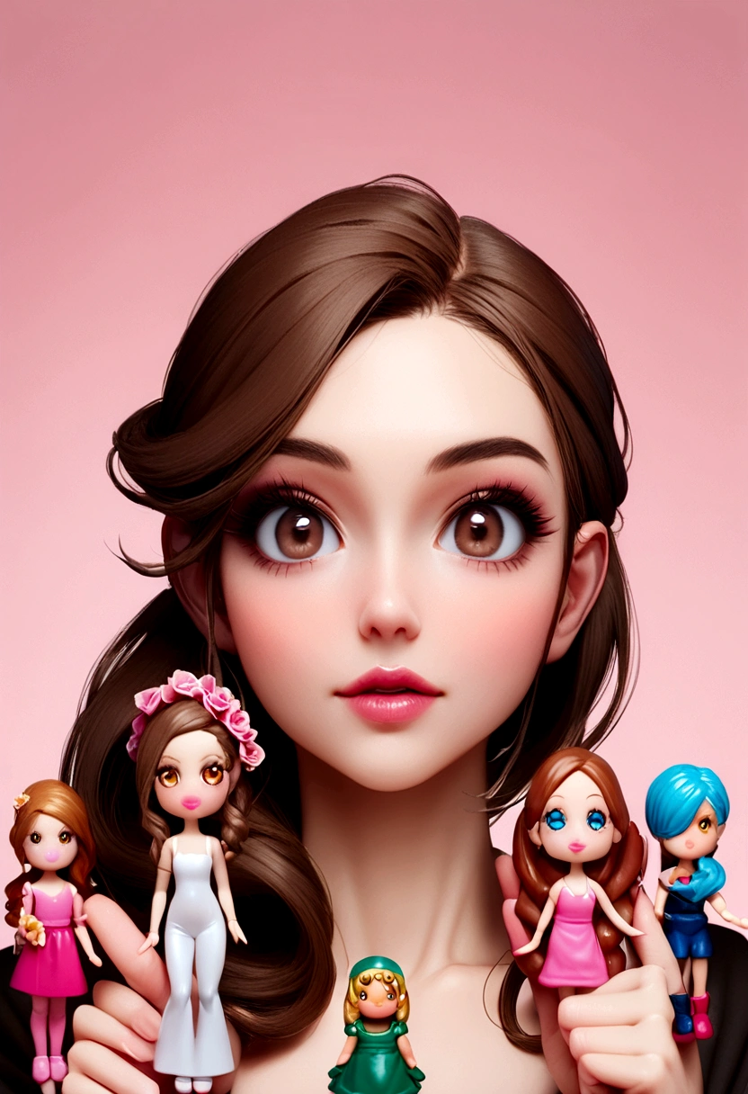 Pretty woman brown eyes medium brown hair gamer who loves Barbies 