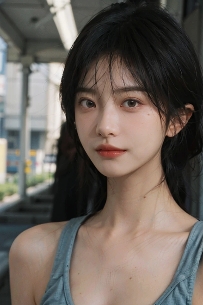 (Skin details:1.4), (smooth skin textures:1.3), Lipstick, background, Direct vision, earrings, serene, calm, (Realistic and detailed eyes:1.2), (Large Breasts:1.0),Natural skin texture, Realistic facial details, Soft dramatic lighting, Vivid details, 35 mm film, outdoor, (Photo Practical:1.4), (hyper Practical:1.4), (Practical:1.3), (Smoother lighting:1.05), (Improve lighting quality:0.9), (Highest quality real skin textures:1.4), Exquisite eyes, Delicate face, Close-up of face, (Enhance the beauty of skin texture:1.1), Hair details, Sportswear,normal body ratio, short hair, Moles under the eyes, thinking, A faint smile,公园background,Portrait Photography, Depth of Field, Bokeh, Surrealism, Ray Tracing, (Portrait Photography:1.1), Surrealism, High Detail, Chiaroscuro, Ray Tracing, reflected light, Ultra HD, Ultra HD, masterpiece, Textured Skin, Super Detail, High Detail, high quality, best quality