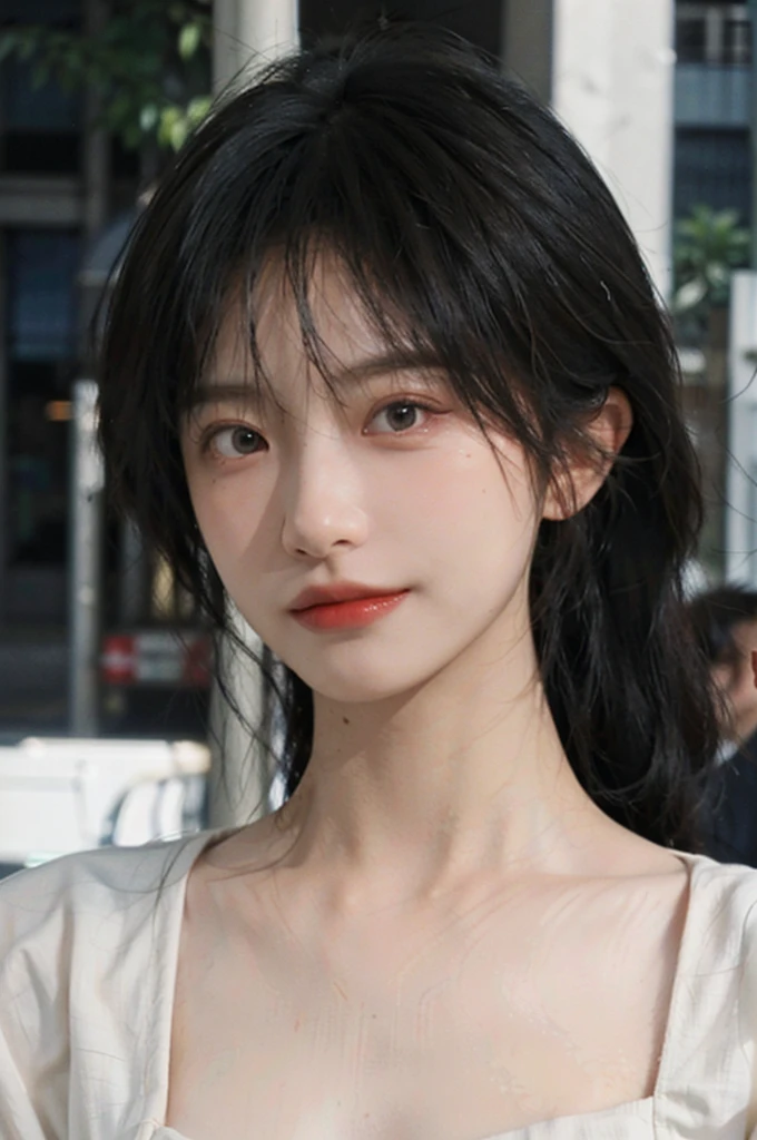 (Skin details:1.4), (smooth skin textures:1.3), Lipstick, background,海滩background, Direct vision, earrings, serene, calm, (Realistic and detailed eyes:1.2), Natural skin texture, Realistic facial details, Soft dramatic lighting, Vivid details, 35 mm film, outdoor, (Photo Practical:1.4), (hyper Practical:1.4), (Practical:1.3), (Smoother lighting:1.05), (Improve lighting quality:0.9), (Highest quality real skin textures:1.4), Exquisite eyes, Delicate face, Close-up of face, (Enhance the beauty of skin texture:1.1), Hair details, normal body ratio, model, Moles under the eyes, thinking, A faint smile,公园background,Portrait Photography, Depth of Field, Bokeh, Surrealism, Ray Tracing, (Portrait Photography:1.1), Surrealism, High Detail, Chiaroscuro, Ray Tracing, reflected light, Ultra HD, Ultra HD, masterpiece, Textured Skin, Super Detail, High Detail, high quality, best quality