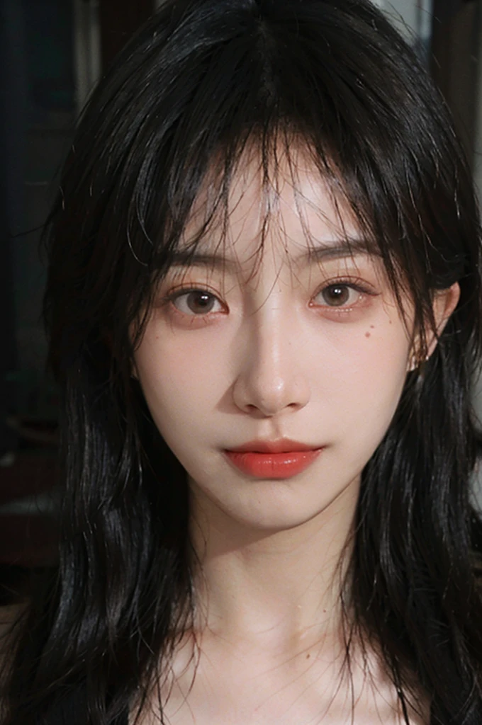 1 girl,short hair,A faint smile,serene, calm,model,Moles under the eyes,Exquisite eyes, Delicate face,Lipstick,earrings,Hair details, (Large Breasts:1.0),outdoor,background,城市background,(Skin details:1.4),(Realistic and detailed eyes:1.2), Natural skin texture, Realistic facial details,Close-up of face,Portrait Photography,(Portrait Photography:1.1), (smooth skin textures:1.3), (Highest quality real skin textures:1.4), Direct vision,Soft dramatic lighting, Vivid details, 35 mm film, (Photo Practical:1.4), (hyper Practical:1.4), (Practical:1.3), (Smoother lighting:1.05), (Improve lighting quality:0.9), (Enhance the beauty of skin texture:1.1), Depth of Field, Bokeh, Surrealism, Ray Tracing, ( Surrealism, High Detail, Chiaroscuro, Ray Tracing, reflected light, Ultra HD, Ultra HD, masterpiece, Textured Skin, Super Detail, High Detail, high quality, best quality