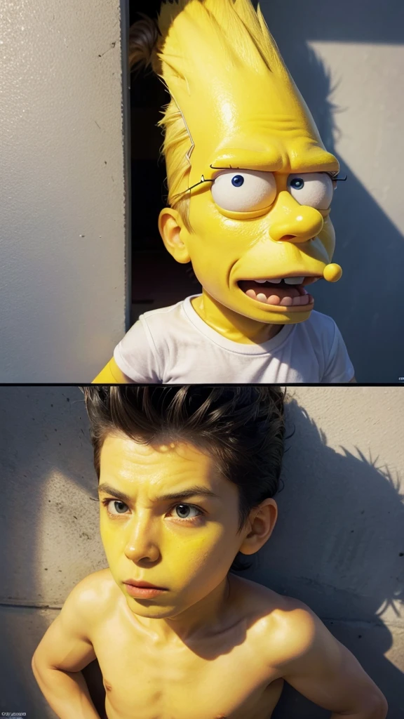 bart simpson pixing wall using the name yuri cartoon style