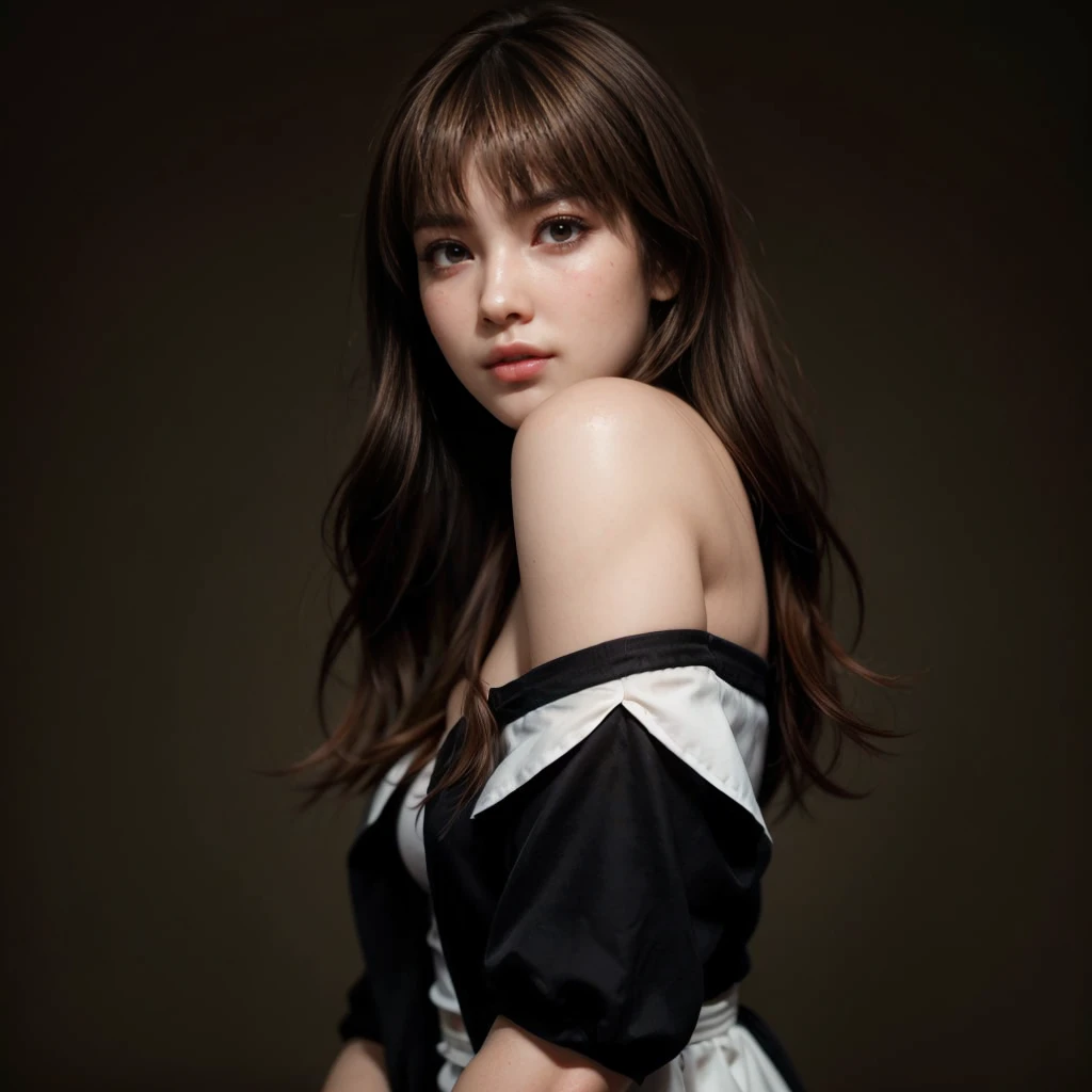 Kasumi, brown eyes, (best quality, ultra-detailed), (realistic:1.37), beautiful and detailed face, ultra-realistic texture, delicate face, delicate body, red lipstick, bright colors. High definition, 8K.
