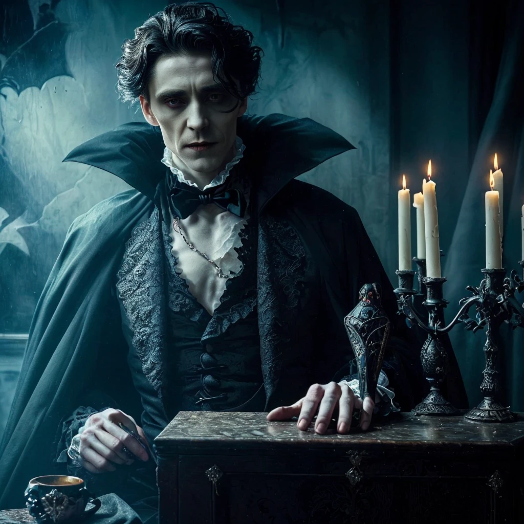 arafed male vampire in a black robe and a black cape, victorian vampire, elegant victorian vampire, male vampire, handsome male vampire, count dracula, portrait of a vampire, tom hiddleston as count dracula, vampire fashion, kramskoi 4 k, vampires fantasy, dark vampire, vampire lord, scary vampire, vampire, victorian gothic, vampire portrait, one man vampire