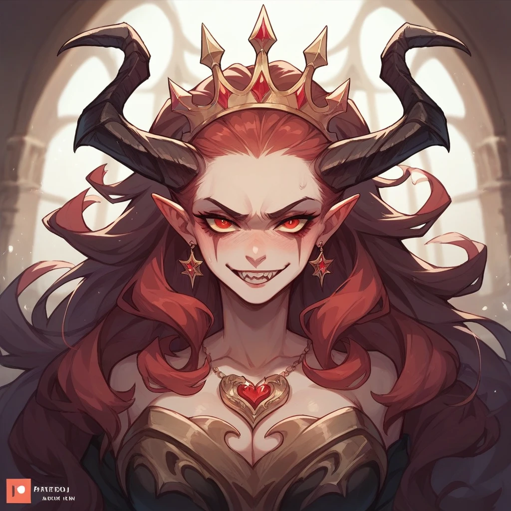 Logo. Red and black. A crown with the word "Ravage" inside. Devil horns on it