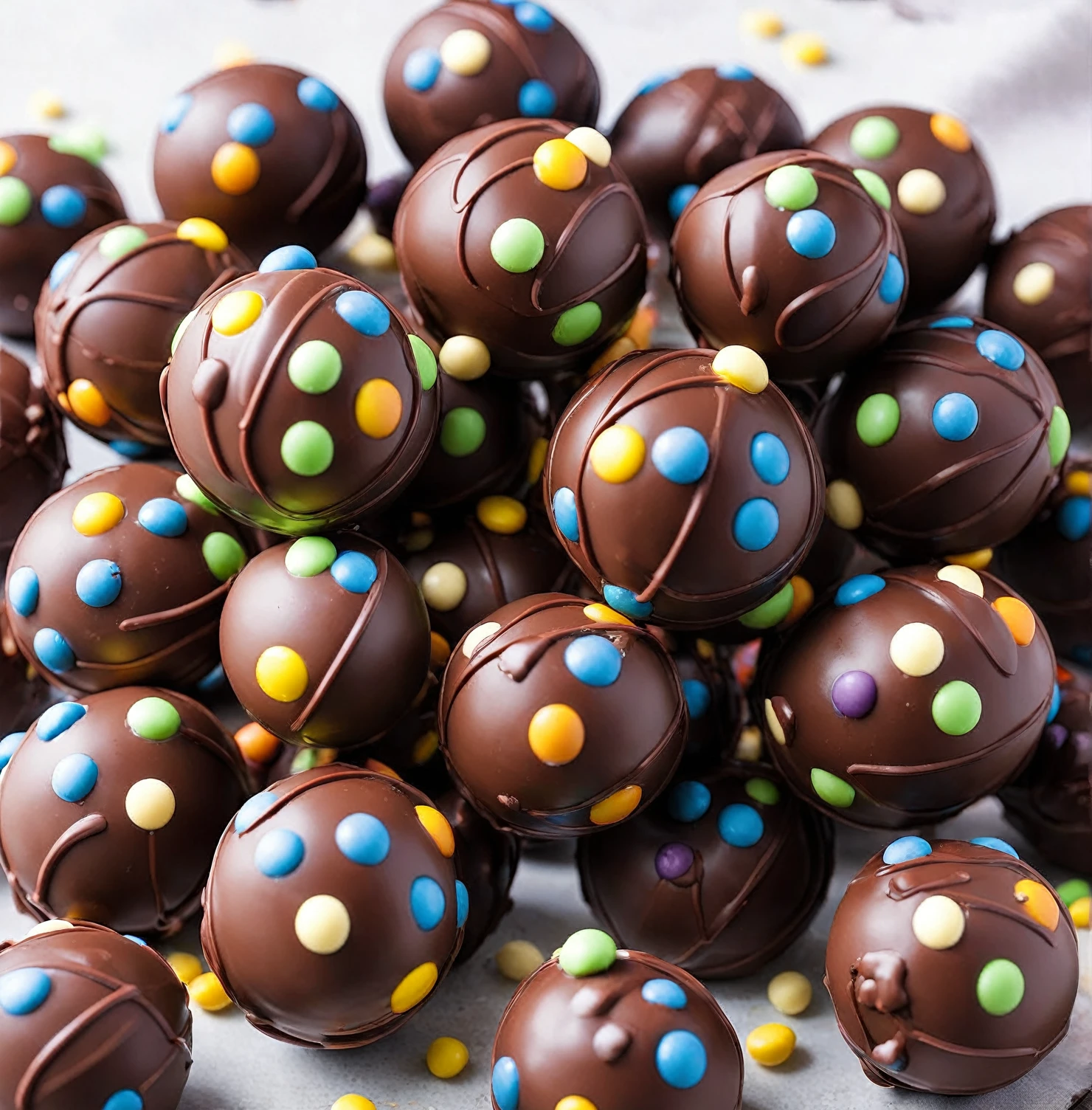 Original photo of 10 chocolate handballs.