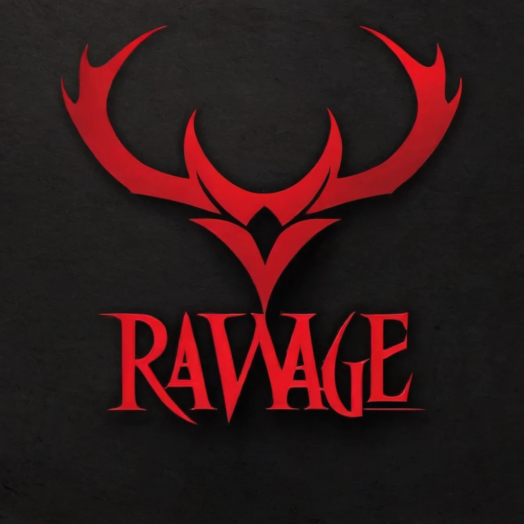 Logo. Red and black. A crown with the word "Ravage" inside. Devil horns on it