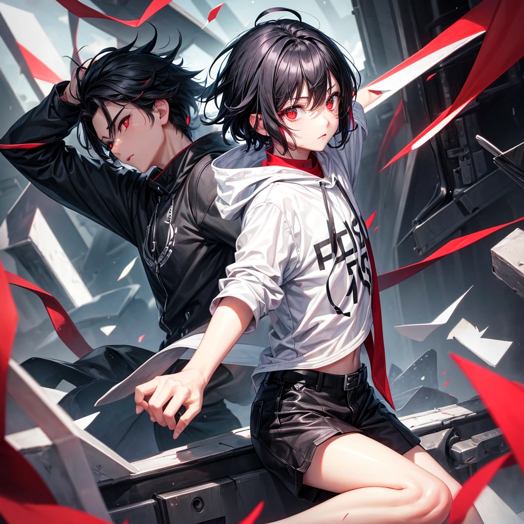 Boy. Cool. Cold. Red eyes. Black hair