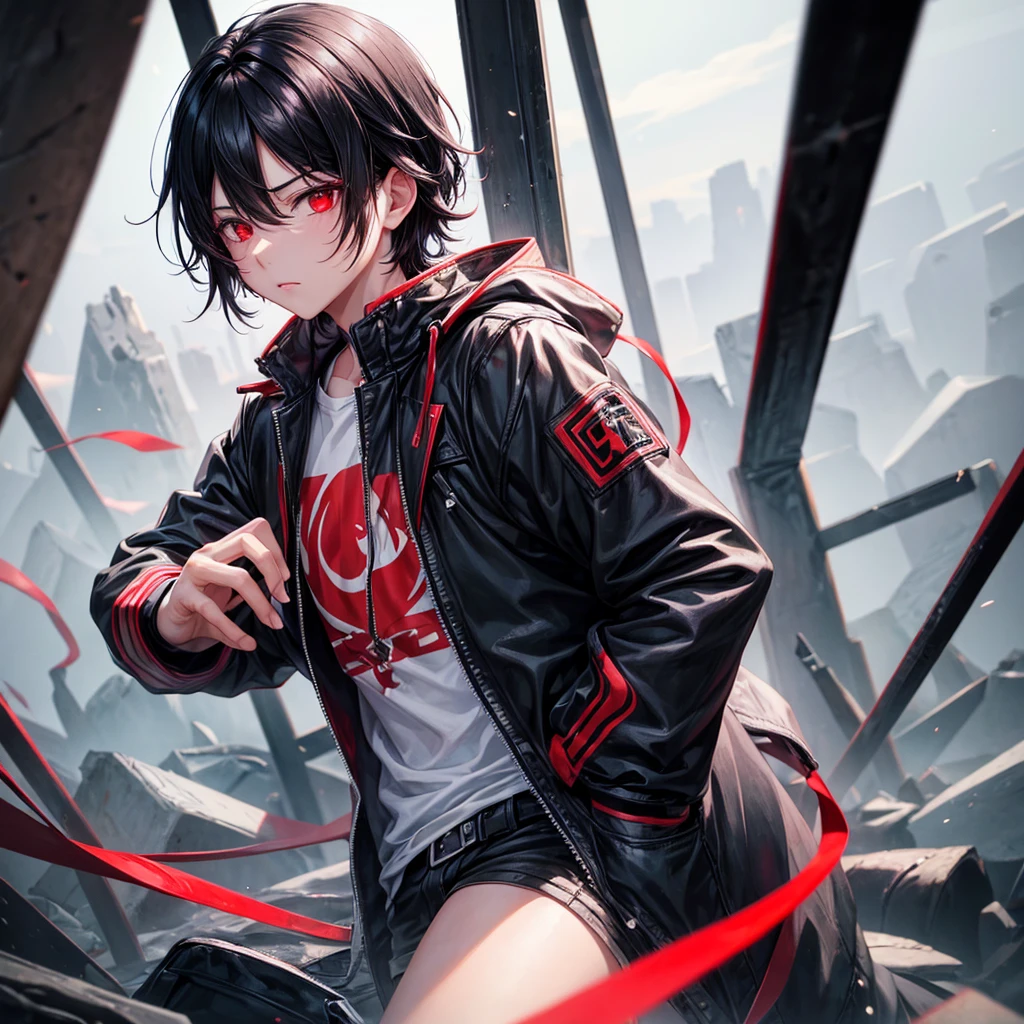 Boy. Cool. Cold. Red eyes. Black hair