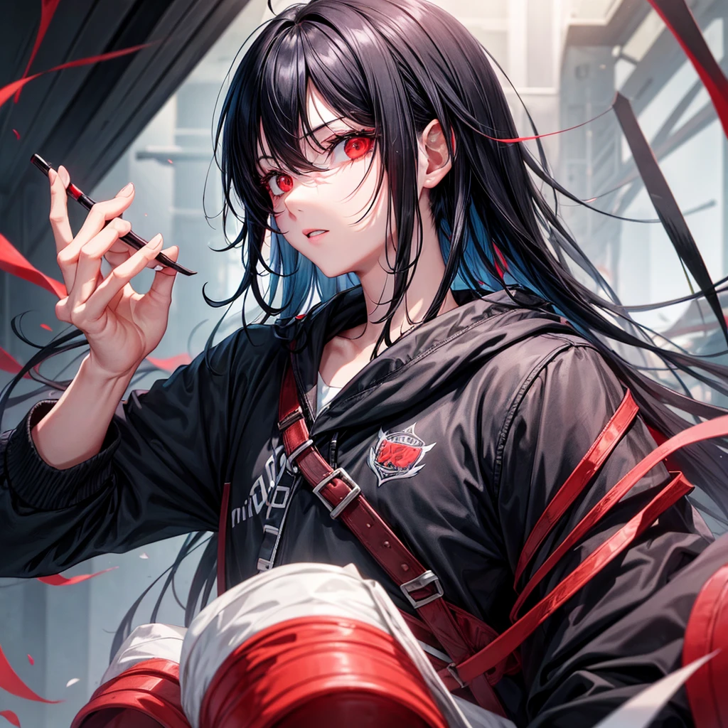 Boy. Cool. Cold. Red eyes. Black hair