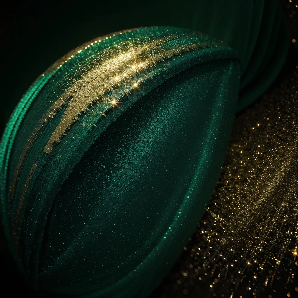 Gold color background, emerald color background, magic, enchantment, sparkles, swirl, sequins
