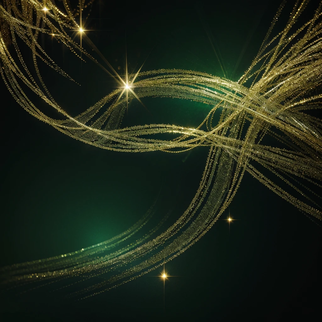 Gold color background, emerald color background, magic, enchantment, sparkles, swirl, sequins