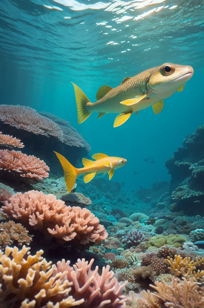 A young newt swimming in the barrier reef