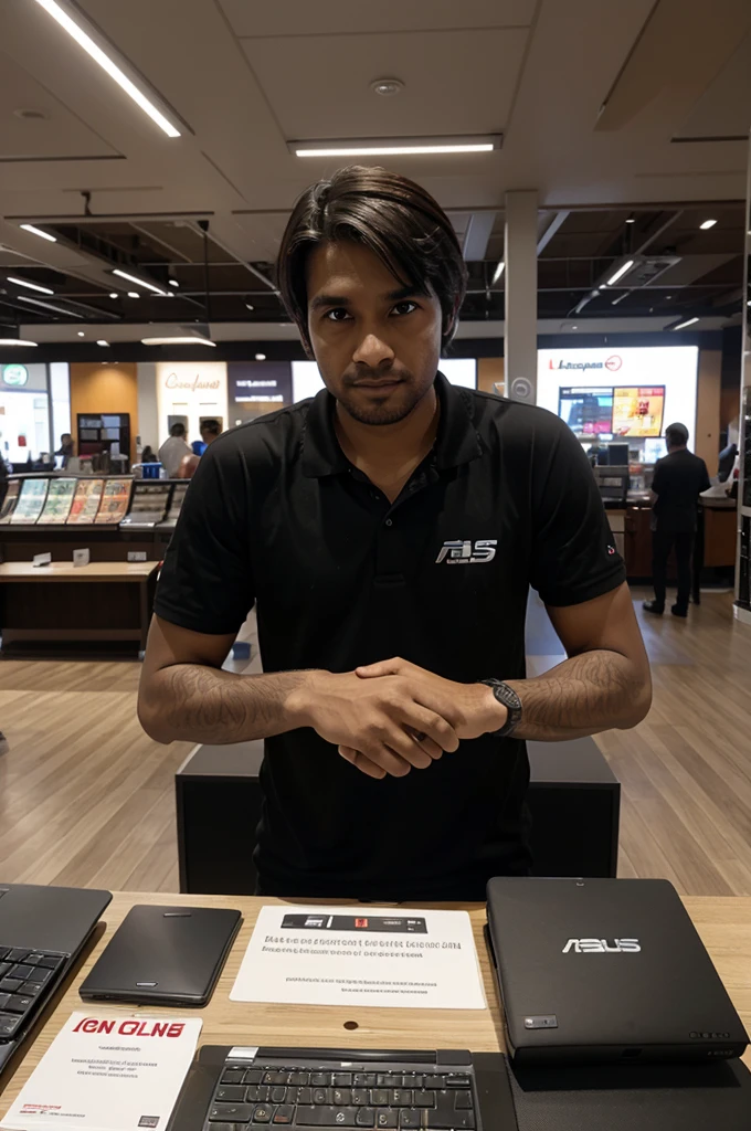 flasdisk kingston,laptop asus,salesman,on the showcase table,