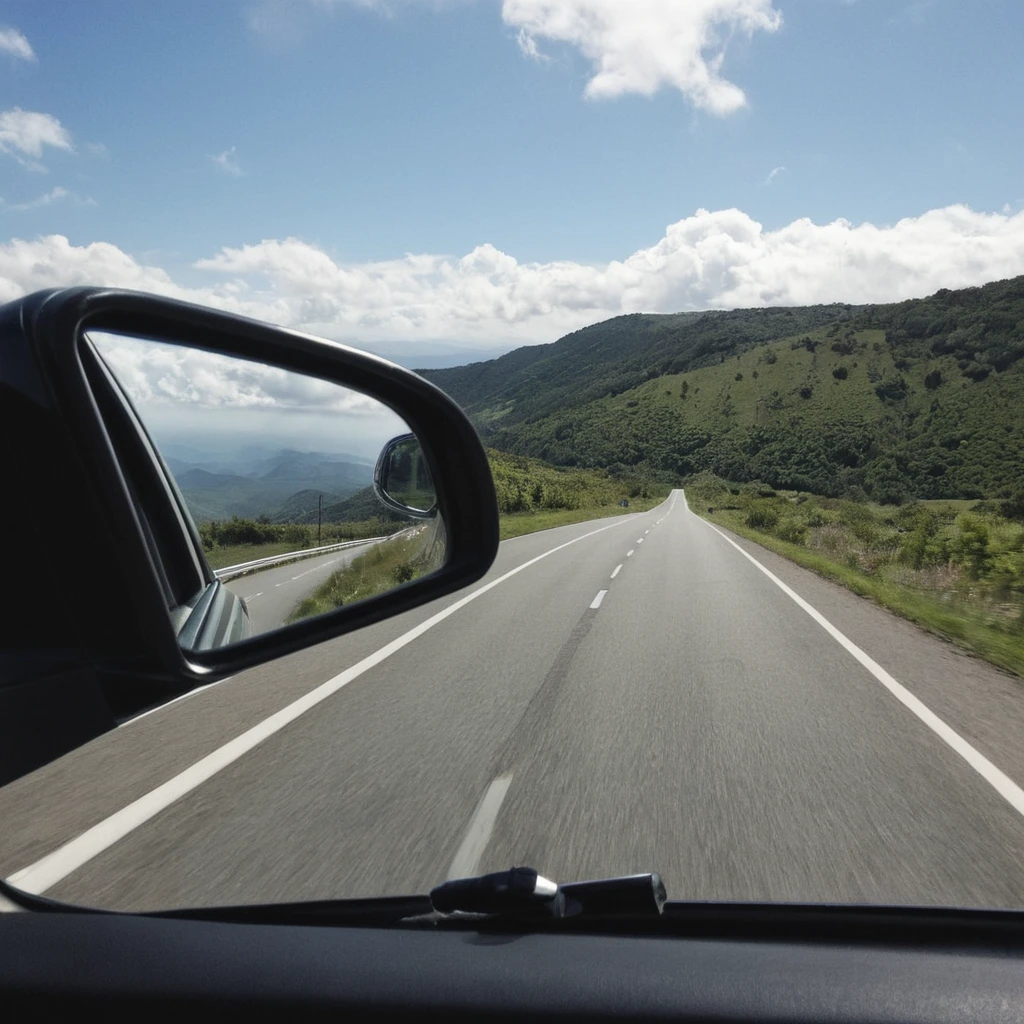 view from a side mirror, while I&#39;m driving my Tsuru 2 model car 