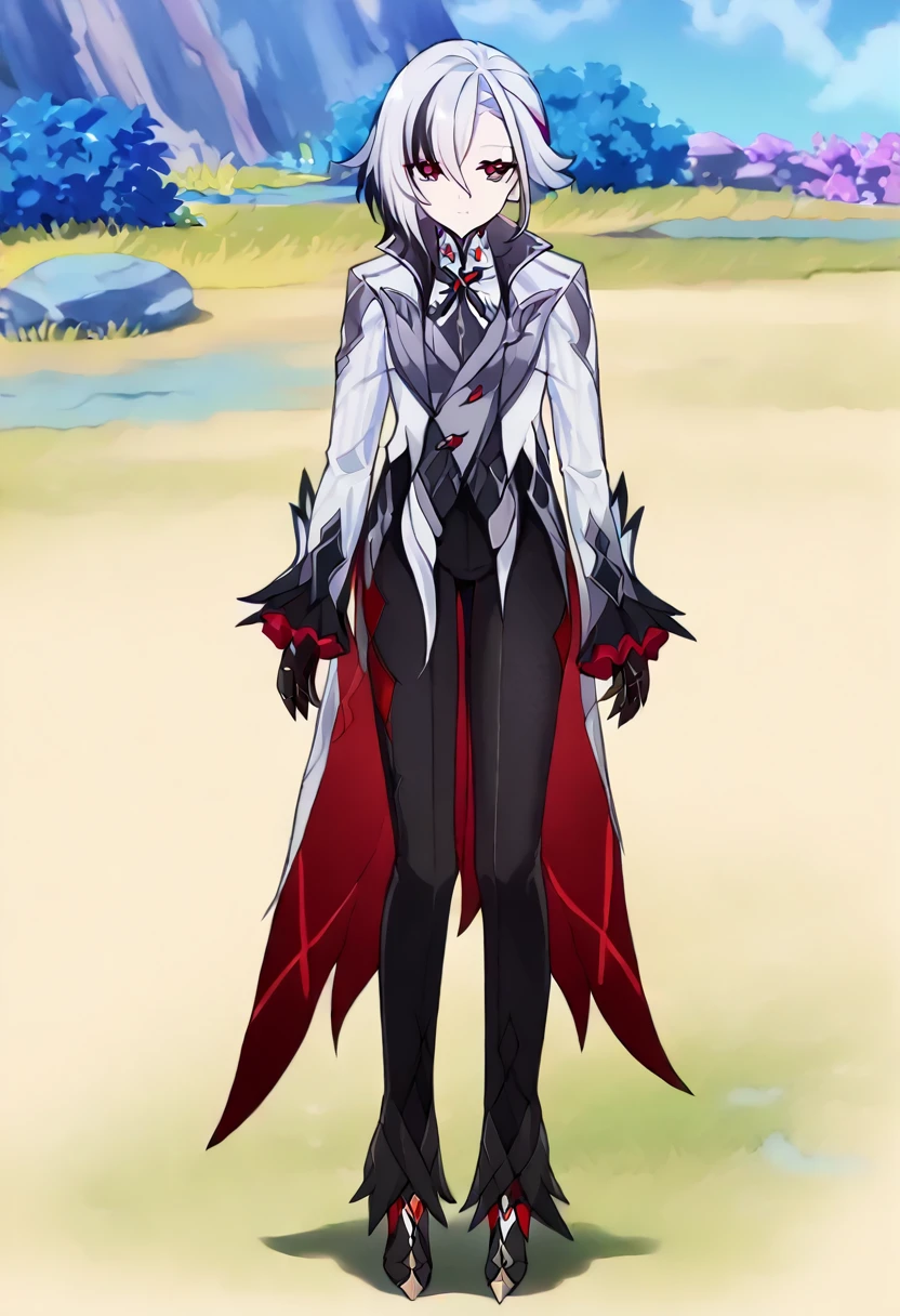 masterpiece, Highest quality, 1 person,( middle breasts,Are standing, View your audience,),Detailed Background、A person who writes in detail、Accurate human body、Knowledgeable person、Accurate 5 fingers,Cruby Body, arlecisek
arlecisek,gloves,long sleeves,full body,black gloves,coat,black pants, x-shaped pupils,Long sleeve、Thighs、alone,/