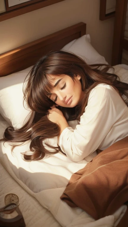Kizi (( face of Penélope Cruz)) sleeping in bed