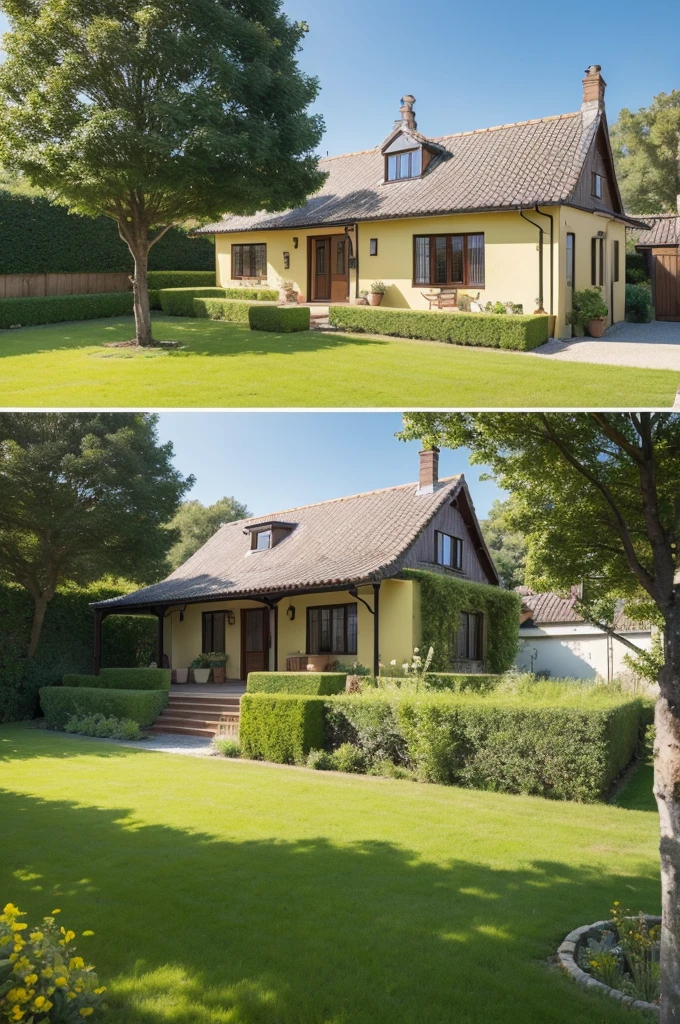 House in the countryside with garden and a yellow IPE tree