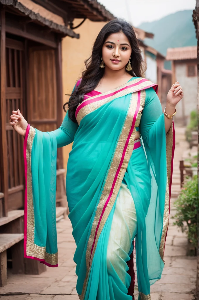 1 Heavenly beautiful and goddess beauty cute and sweet looking face Indian female in Jiaju Tibetan Village, China, Heavenly beautiful Overweight, Heavenly beautiful Extremely fat, Heavenly beautiful and attractive Chubby figure , Heavenly beautiful looking and eye catching luxury style tight fitting Indian traditional transparent sarees , reaching out, Heavenly beautiful Arabian woman, 16k, High resolution, masterpiece, highest quality, fine skin, outside view, Realistic Photograph, size 45 and waist size 32, close up face view