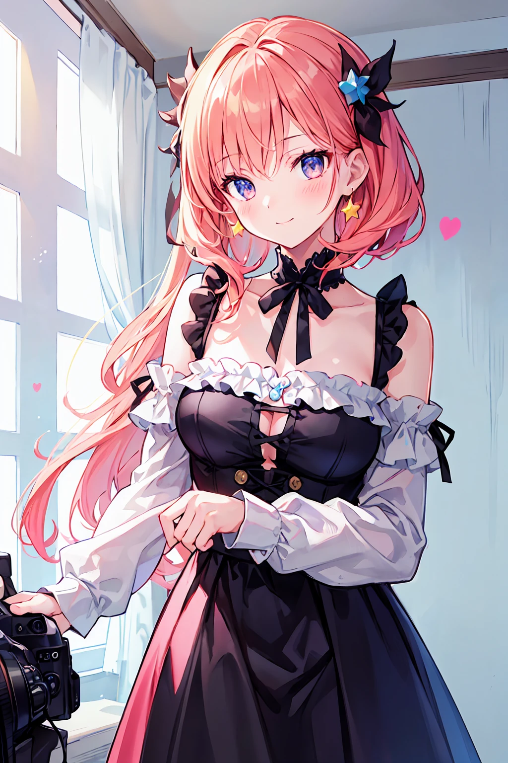 Great quality, masterpiece, High Resolutiupon, One girl, blush, (Cute Smile: 0.8), Star Eyes, hair accessory, jewelry, beauty, upon_body, Tyndall effect, Realistic, Peach Blossom Forest, Light Edge, Two-tupone Lighting, (Skin with attention to detail: 1.2), 8K UHD, Digital SLR, Soft Light, high quality, Volumetric lighting, Voyeur, photograph, High Resolutiupon, 4K, 8K, Background Blur