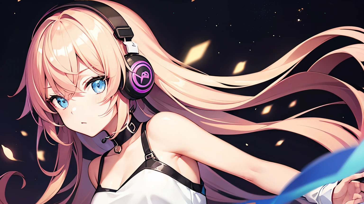 ChilloutArt, corresponding to the music、anime style、Girl in headphones、Resorts、Silhouette