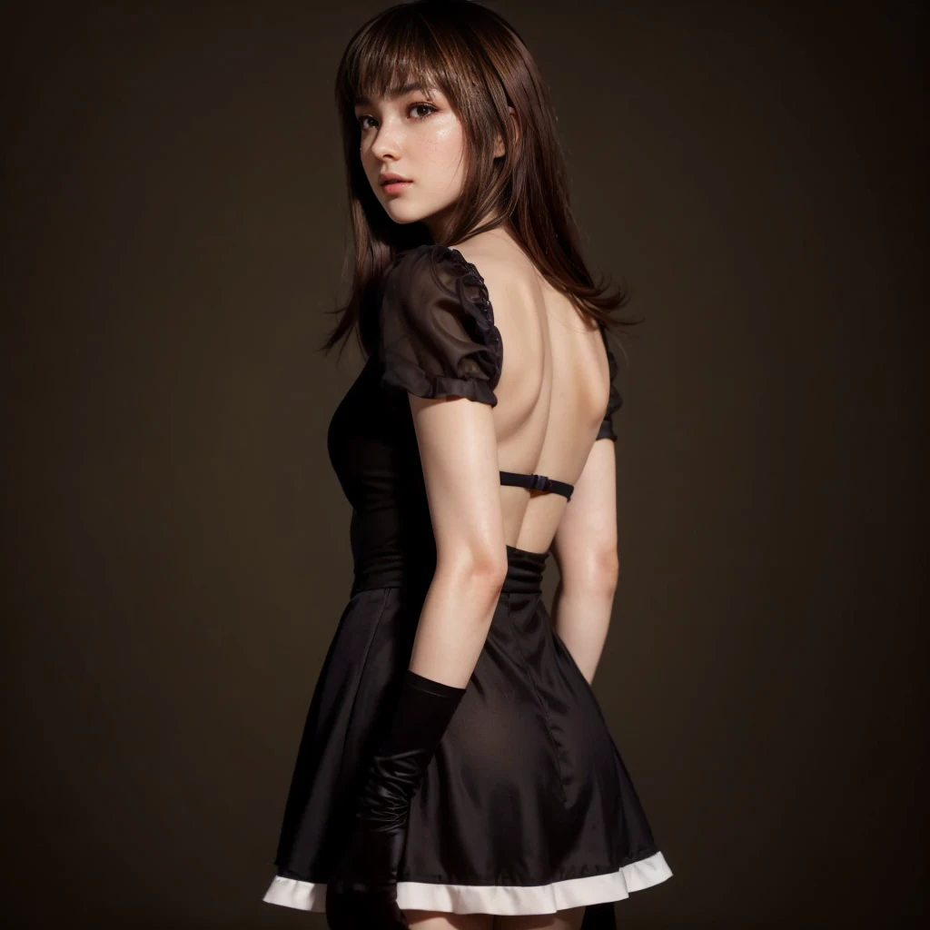 Kasumi, brown eyes, (best quality, ultra-detailed), (realistic:1.37), beautiful and detailed face, ultra-realistic texture, delicate face, delicate body, red lipstick, bright colors. High definition, 8K.