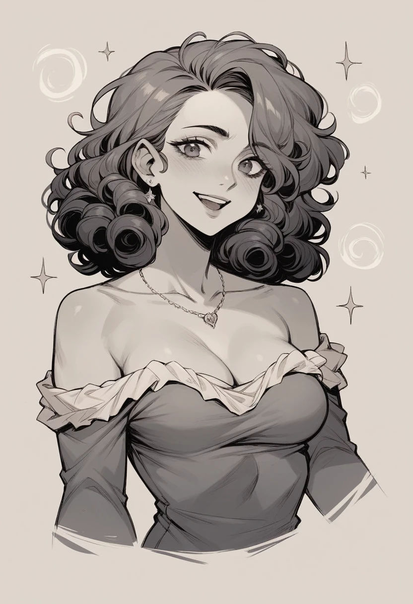 A wonderful thin girl of 14 years old with curly hair and a small smile looks at the camera and seduces her, the girl is excited and beautiful, she is dressed in a very short and revealing top , breasts visible 