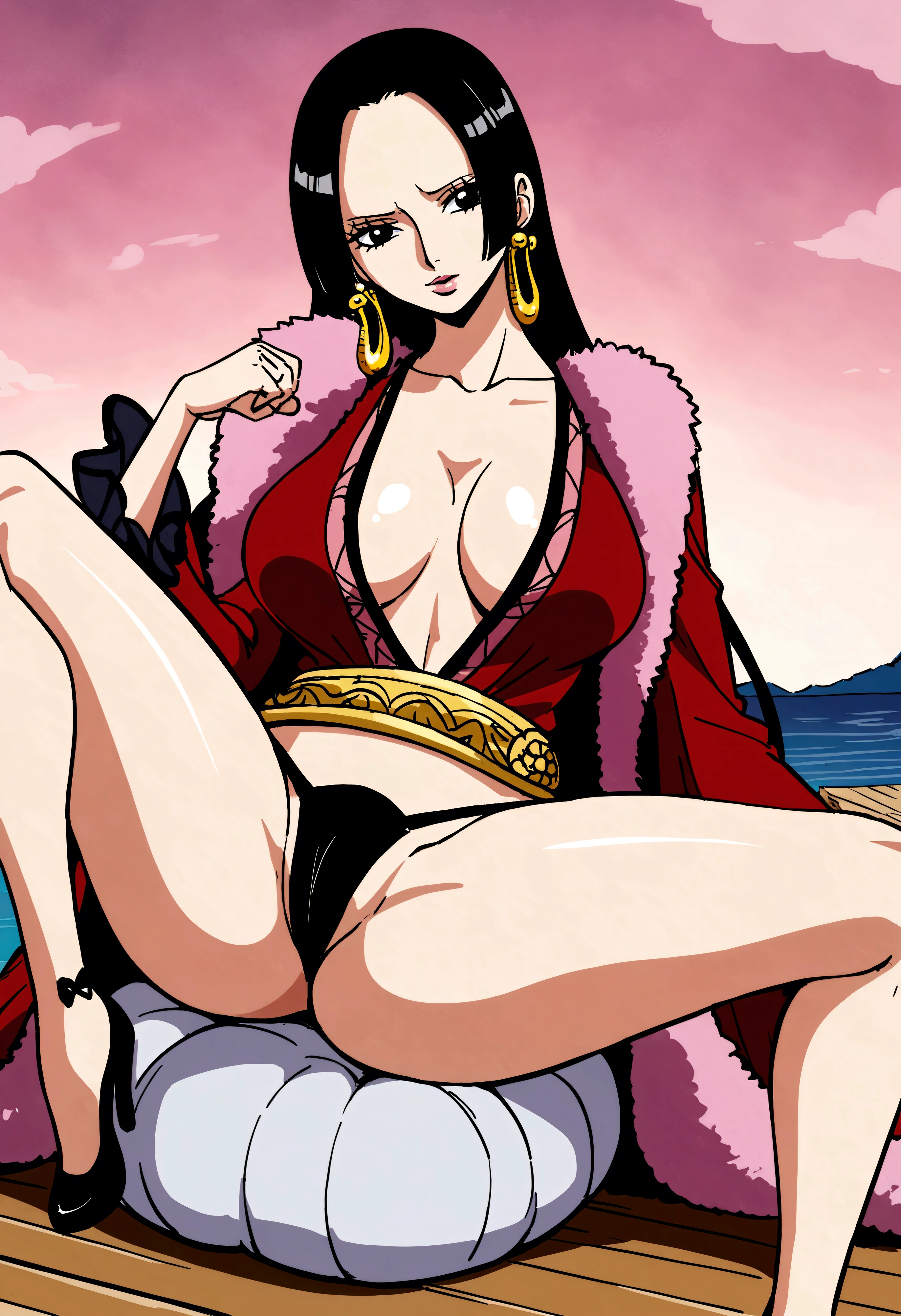 Hentai, Boa Hancock, One Piece Anime character, big , whole body, with lingeries, big , big ass, spreading legs