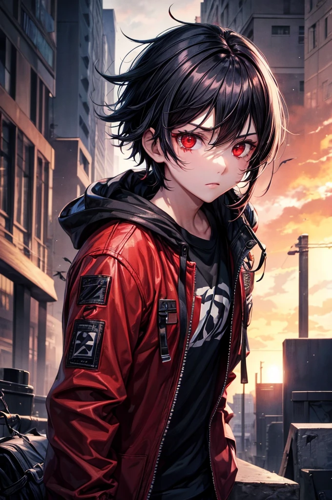Boy.Cool. Red eyes black hair. Cool apocalypse backround 