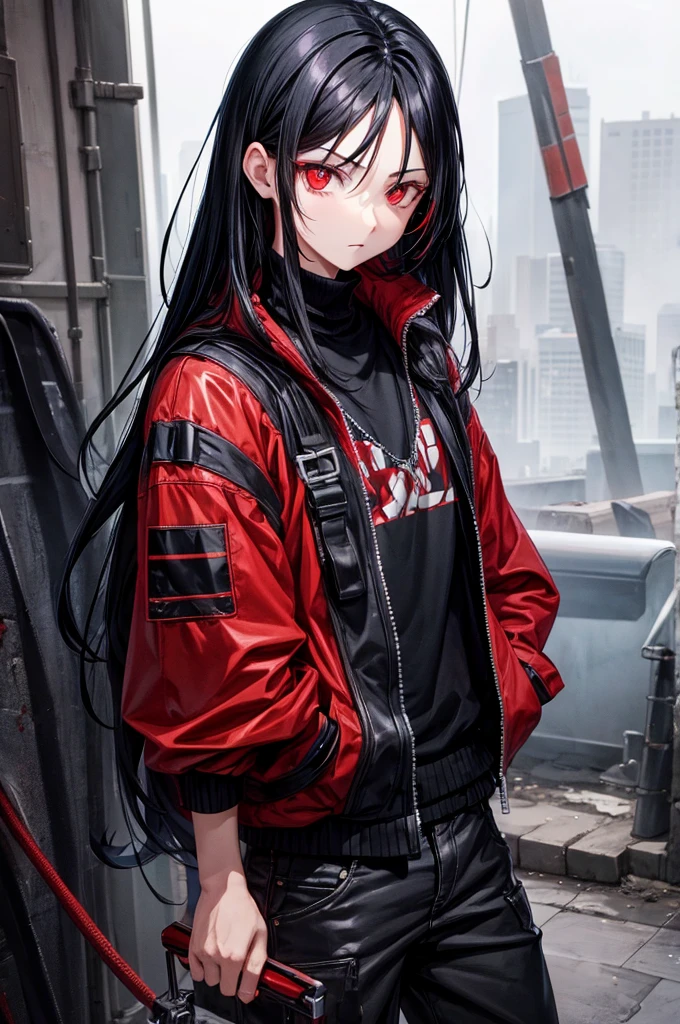 Boy.Cool. Red eyes black hair. Cool apocalypse backround 